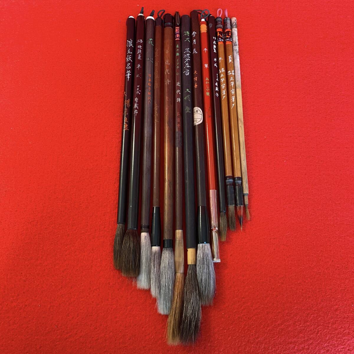 書道筆 計13点 あかしや 文明堂 弘法堂 純鼬毫 中国宣筆 他 千草 平成 雪月花 近代詩 イタチ 和筆 面相筆 毛筆 書道具 拍卖