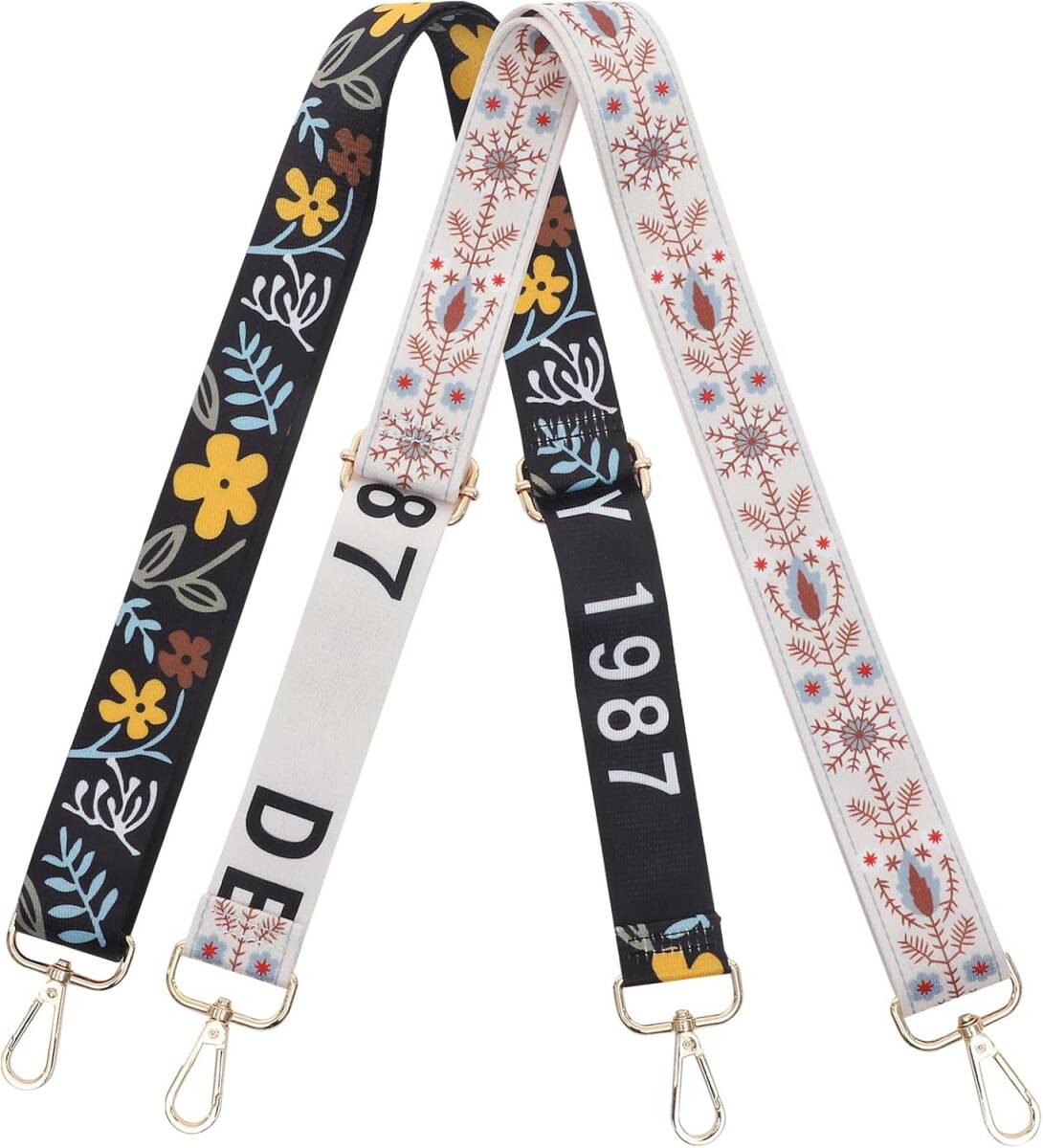 ショルダー 2本セット 肩掛けひも 花柄 持ち手 取っ手 交換ベルト 調節可能 斜め掛け ショルダーバッグ用 バッグベルト 幅広 75~140cm C52拍卖