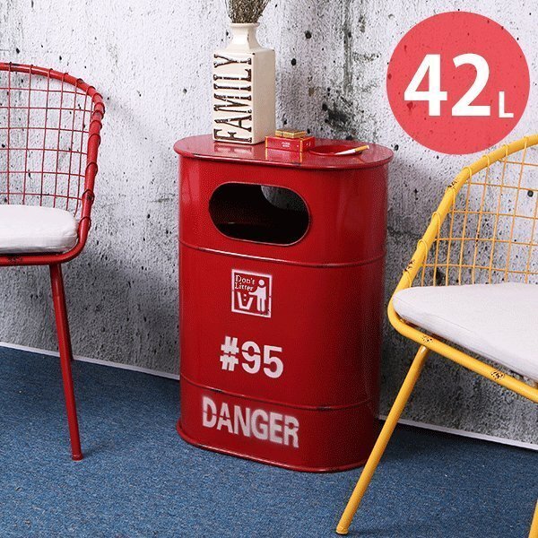 【BZ-13】アメリカンレトロ ドラム缶 ゴミ箱 ダストボックス ダストビン 42l インテリア アメリカン雑貨 ブリキ アイアンヴィンテージ拍卖