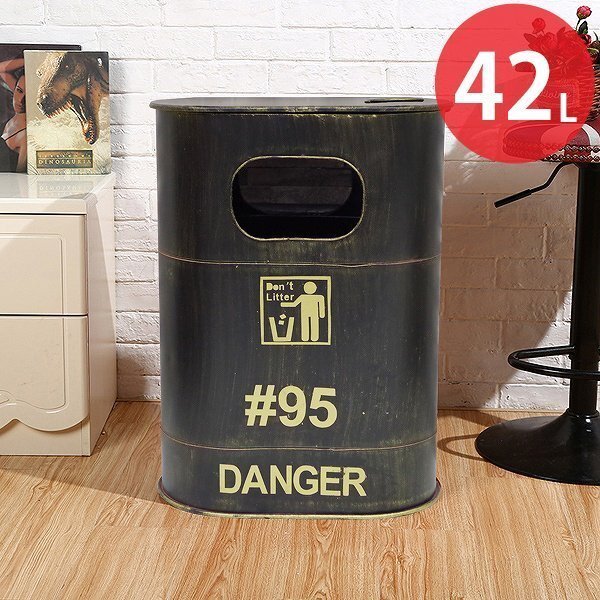 【BZ-32】アメリカンレトロ ドラム缶 ゴミ箱 ダストボックス ダストビン 42l インテリア アメリカン雑貨 ブリキ アイアンヴィンテージ拍卖