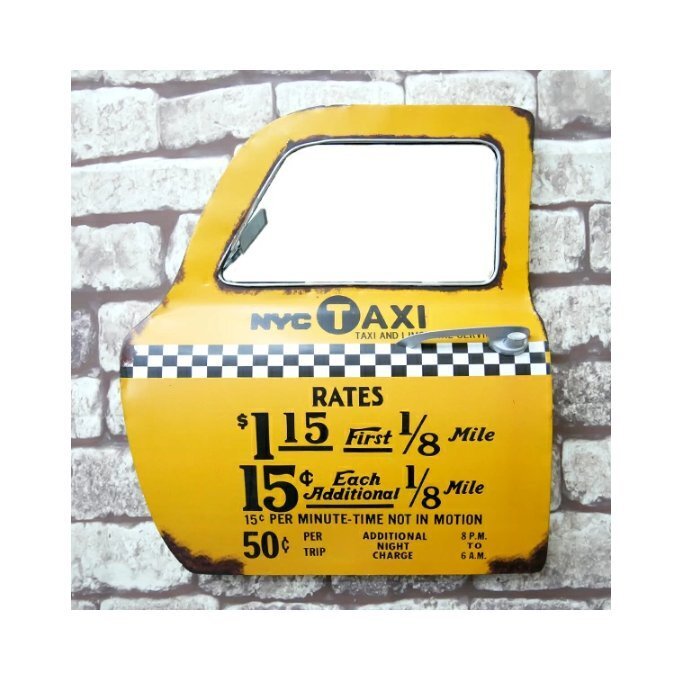 アメリカンレトロ ドア型プレート ブリキ アメリカ雑貨 壁掛け TAXI タクシー 鏡付き BZ-247拍卖