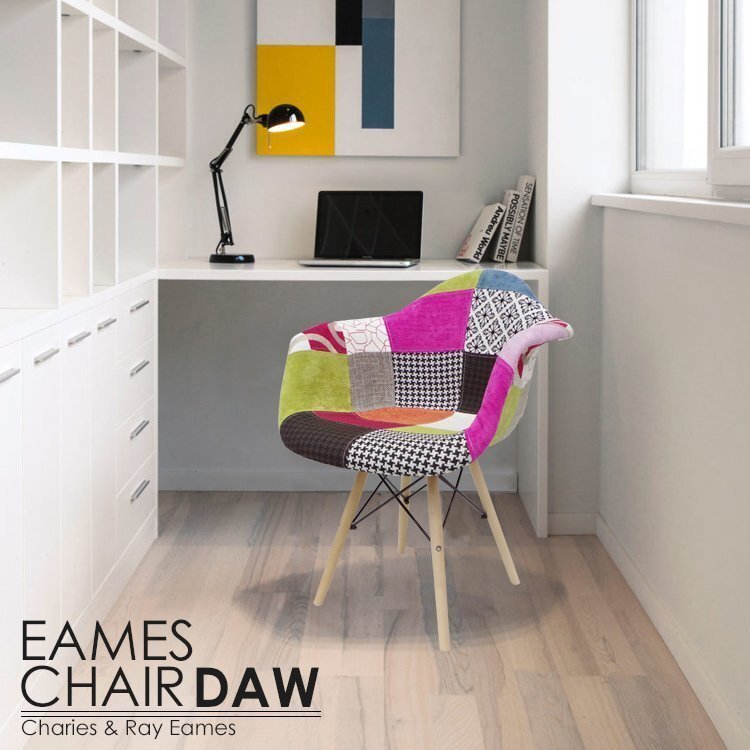 EM-31】CH イームズDAWアームシェルチェア Eames デザイナーズ家具 イームズチェア ダイニングチェア ファブリック パッチワーク パターン拍卖