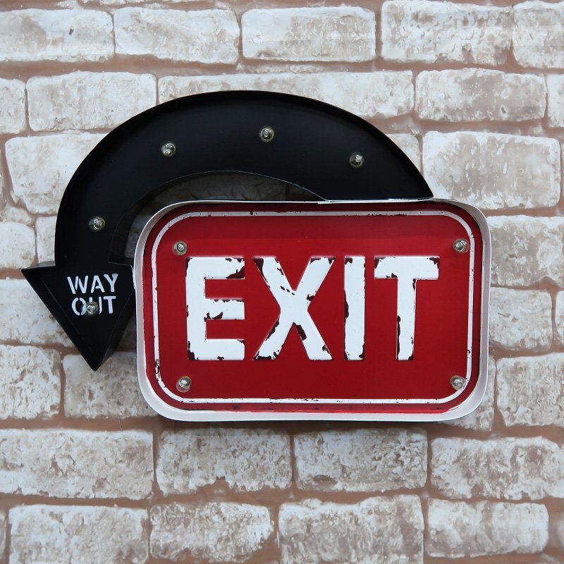 アメリカン雑貨 立体看板 ウォールサイン ブリキ風 アメリカンレトロ アメリカ雑貨 電球付 インテリア EXIT イグジット 居酒屋 BR-41拍卖