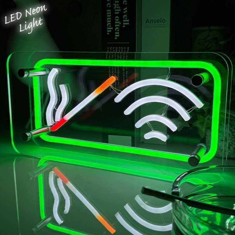 LEDネオンサイン ネオン管風 煙草 タバコ WI-FI インテリア ライト LED ネオンサイン 看板 サインボード 光る 光る看板 ネオン 部屋 NK-70拍卖
