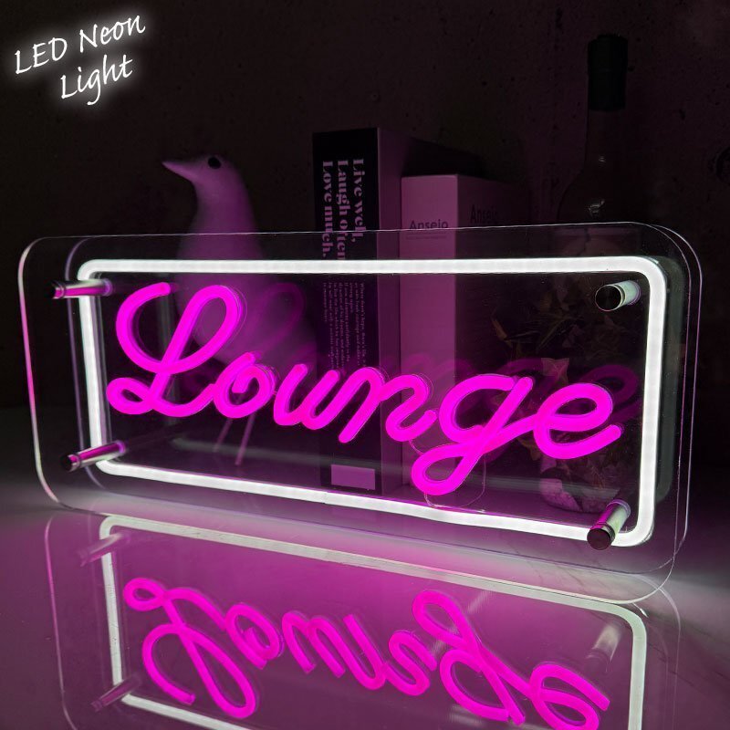 LEDネオンサイン ネオン管風 Lounge ラウンジ インテリア ライト LED ネオンサイン 看板 サインボード 光る 光る看板 ネオン 部屋 NK-67拍卖