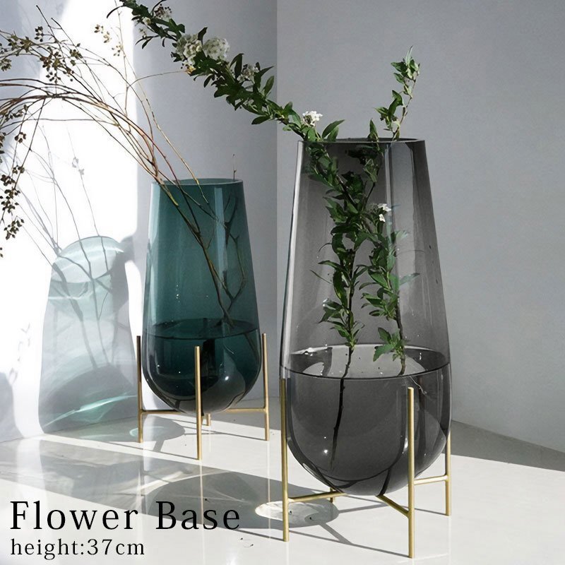 花瓶 おしゃれ 北欧 フラワーベース ガラス 花びん 一輪挿し かわいい 可愛い インテリア 生花 高さ37cm BN-13SM拍卖