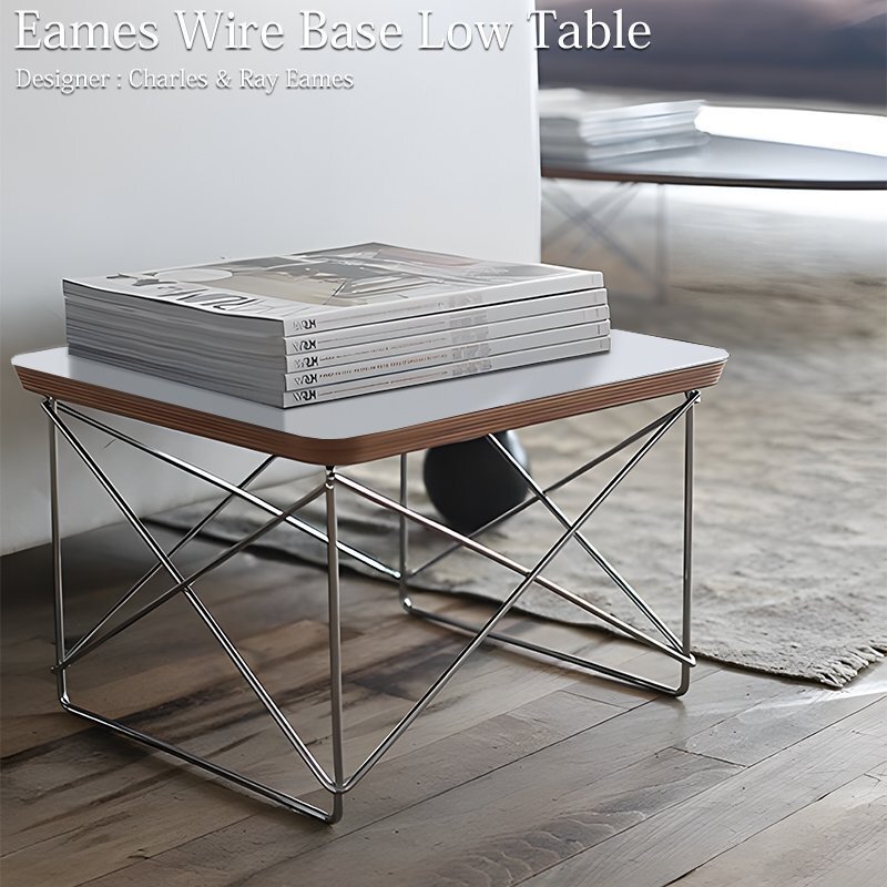 イームズ ワイヤーベース ローテーブル Eames Wire Base Low Table LTRT テーブル ローテーブル ミニ ウォールナット 北欧 40cm SD-35WH拍卖