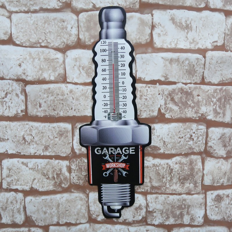 アメリカン サーモメーター 温度計 プラグ ブリキ看板 インテリア 壁掛け アメリカン雑貨 アメリカ雑貨 ガレージ スパークプラグ型 BR-43拍卖