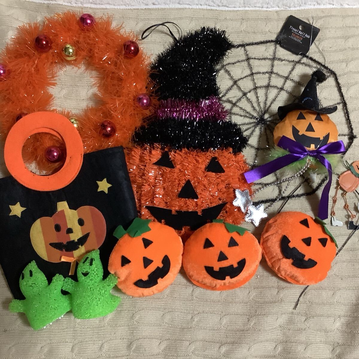 ハロウィン リース ジャック・オー・ランタン 蜘蛛の巣 ゴースト 飾り 置物拍卖