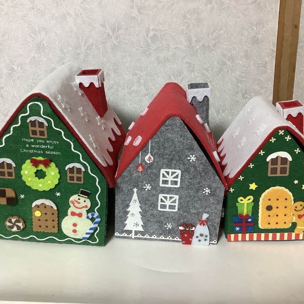 クリスマス お菓子のお家 小物入れ ハウス フェルト 3軒拍卖