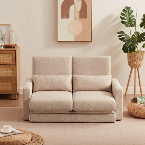 大好評☆ ソファ 2人掛け 収納付き ファブリック 両側に肘掛け付き 木脚外し可能 ローソファ コンパクト ひとり暮らしカウチソファー拍卖