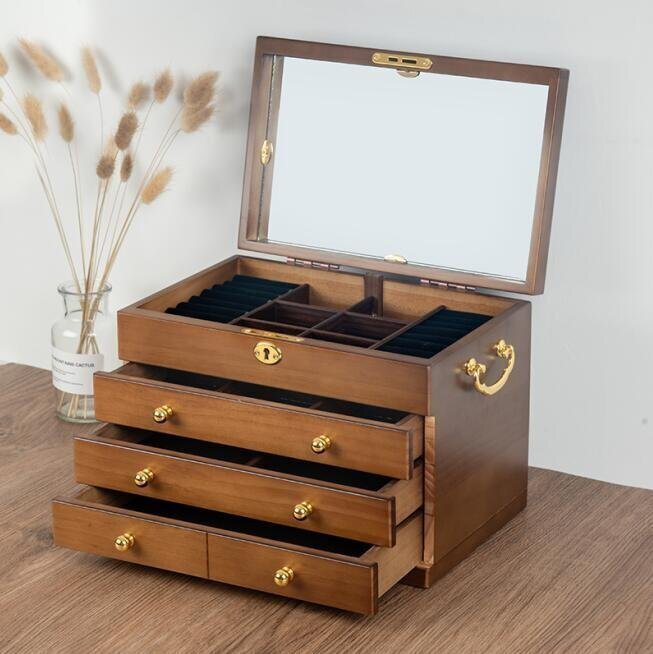 新品☆高品質☆り アクセサリー箱★収納ボックス 木製ジュエリーボックス アクセサリーケース 宝石箱 小物収納 宝箱 手作り 精密細工拍卖