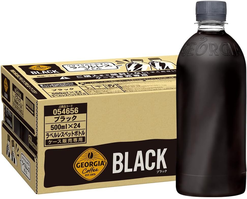 コカ・コーラ ジョージア ザ・ブラック ラベルレス 500mlPET ×24本 ブラックコーヒー飲料 まとめ買いセット 大容量24本入り拍卖