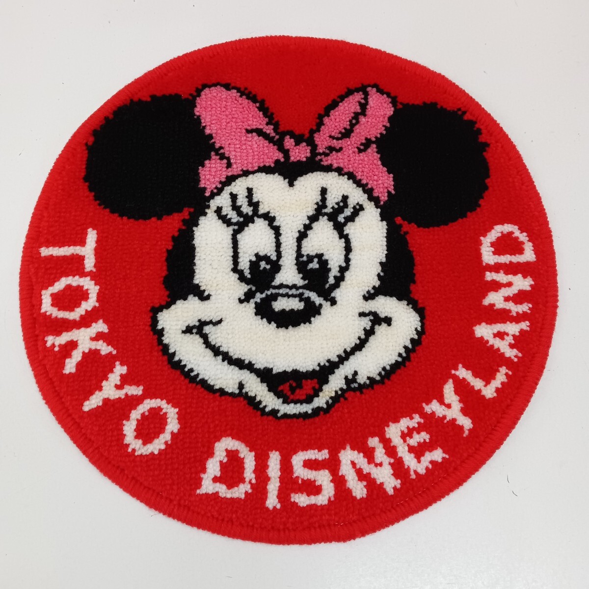 N92 Disney ディズニー CHAIR PAD チェアパッド 座布団 ミニー Tokyo Disneyland ランド サイズ径38cm アクリル100% ヴィンテージ拍卖