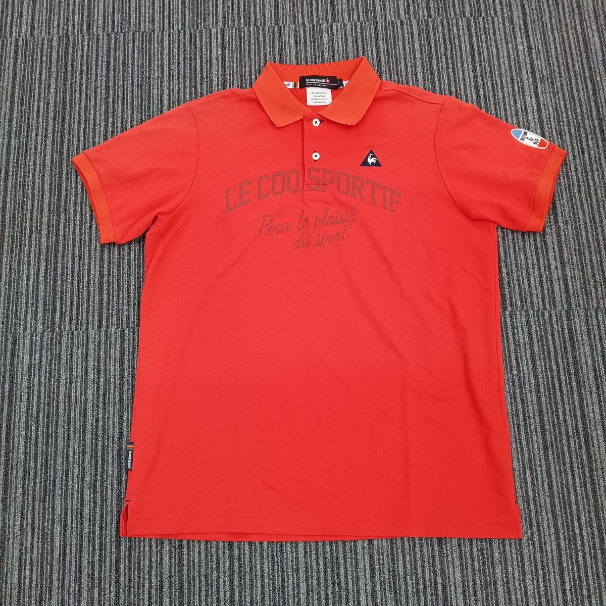 H35 le coq sportif ルコック ゴルフウェア ポロシャツ 半袖 朱赤 オレンジ メンズ L GOLF ウエア スポーツウェア拍卖