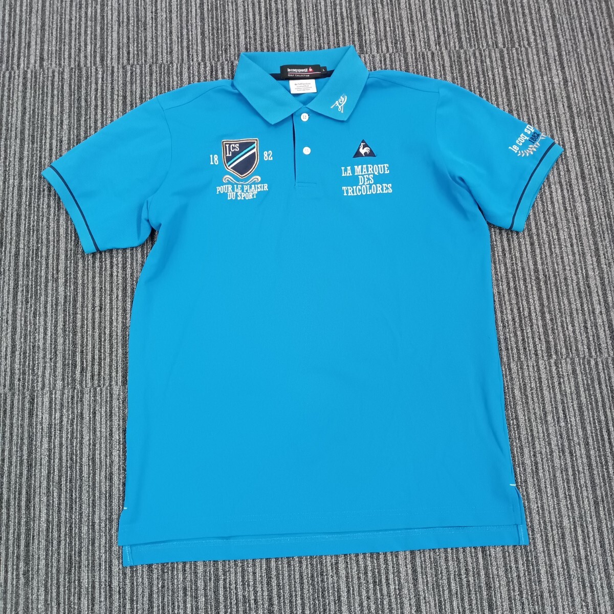 H38 le coq sportif ルコック ゴルフウェア ポロシャツ 半袖 ブルー メンズ L GOLF ウエア スポーツウェア拍卖