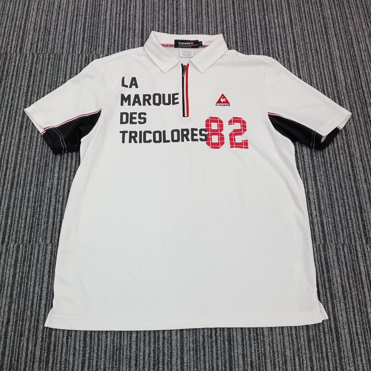 H39 le coq sportif ルコック ゴルフウェア ハーフジップ シャツ 半袖 総ホワイトメンズ L GOLF ウエア スポーツウェア拍卖