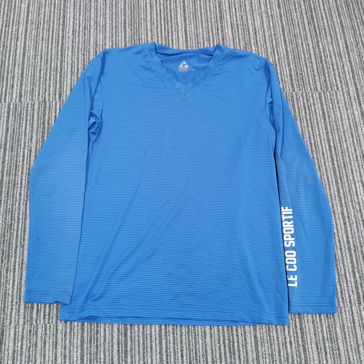 H40 le coq sportif ルコック ゴルフウェア Vネック シャツ 長袖 ボーダー ブルー メンズ L GOLF ウエア スポーツウェア拍卖