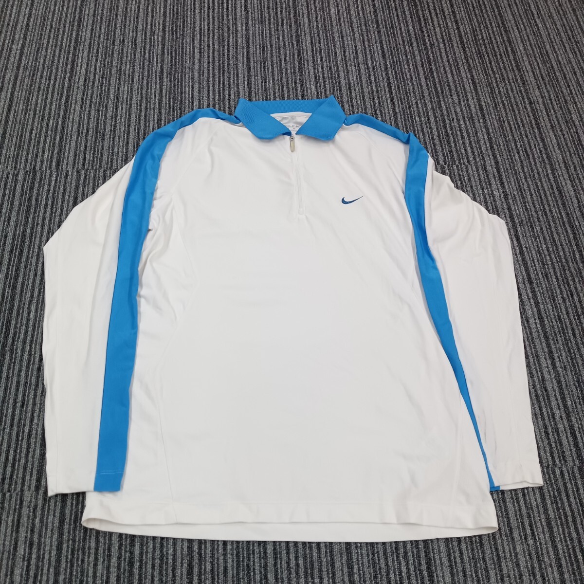 H42 NIKEGOLF FITDRY ナイキ ゴルフウェア ハーフジップ ポロシャツ 長袖 ホワイト メンズ M GOLF ウエア スポーツウェア拍卖