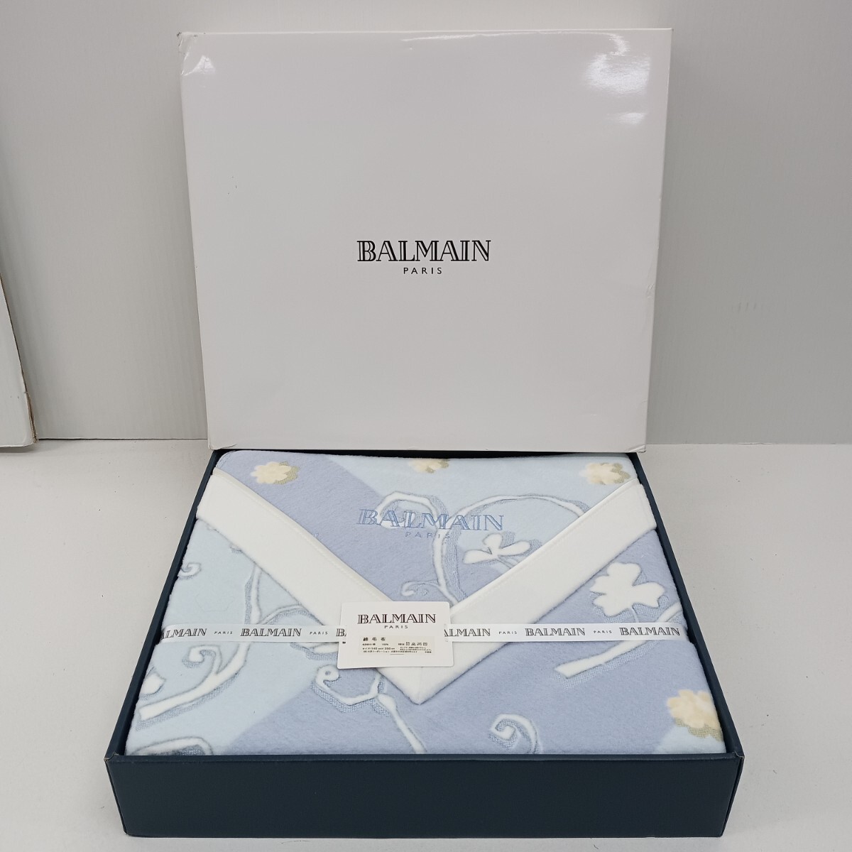 ★B70 未使用 BALMAIN バルマン 綿毛布 綿100 シングル 140×200cm 毛布 寝具 保管品 現状品拍卖