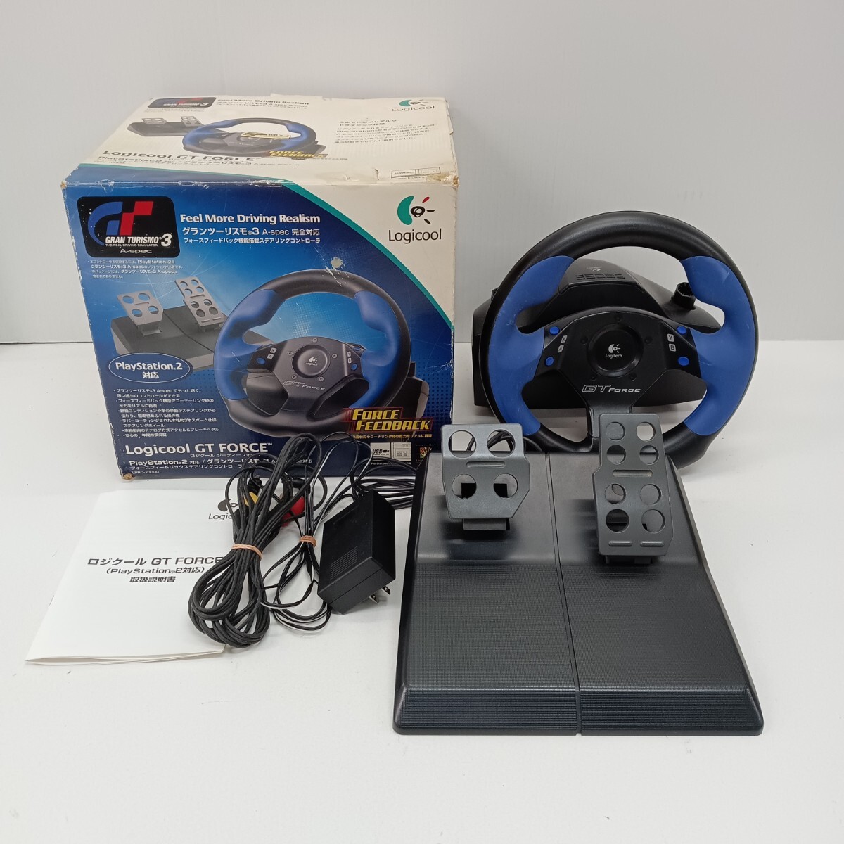 ★B72 Logicool GT FORCE ロジクール PlayStation2 PS2 ステアリングコントローラー LPRC-10000 ゲーム アクセサリー 動作未確認 現状品拍卖