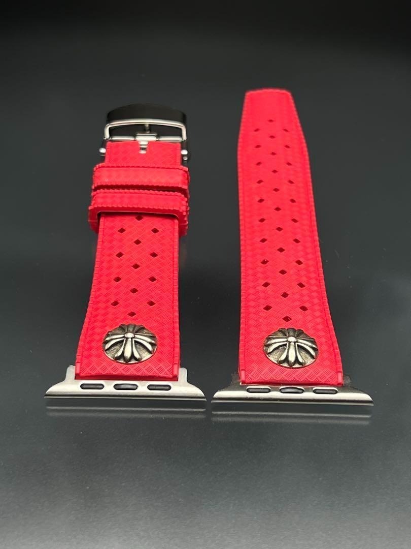 レッド ラバー ベルト アップルウォッチ クロスチャーム付 49mm 46mm 45mm 44mm 41mm 40mm38mm 42mm シリーズ10 ウルトラ拍卖