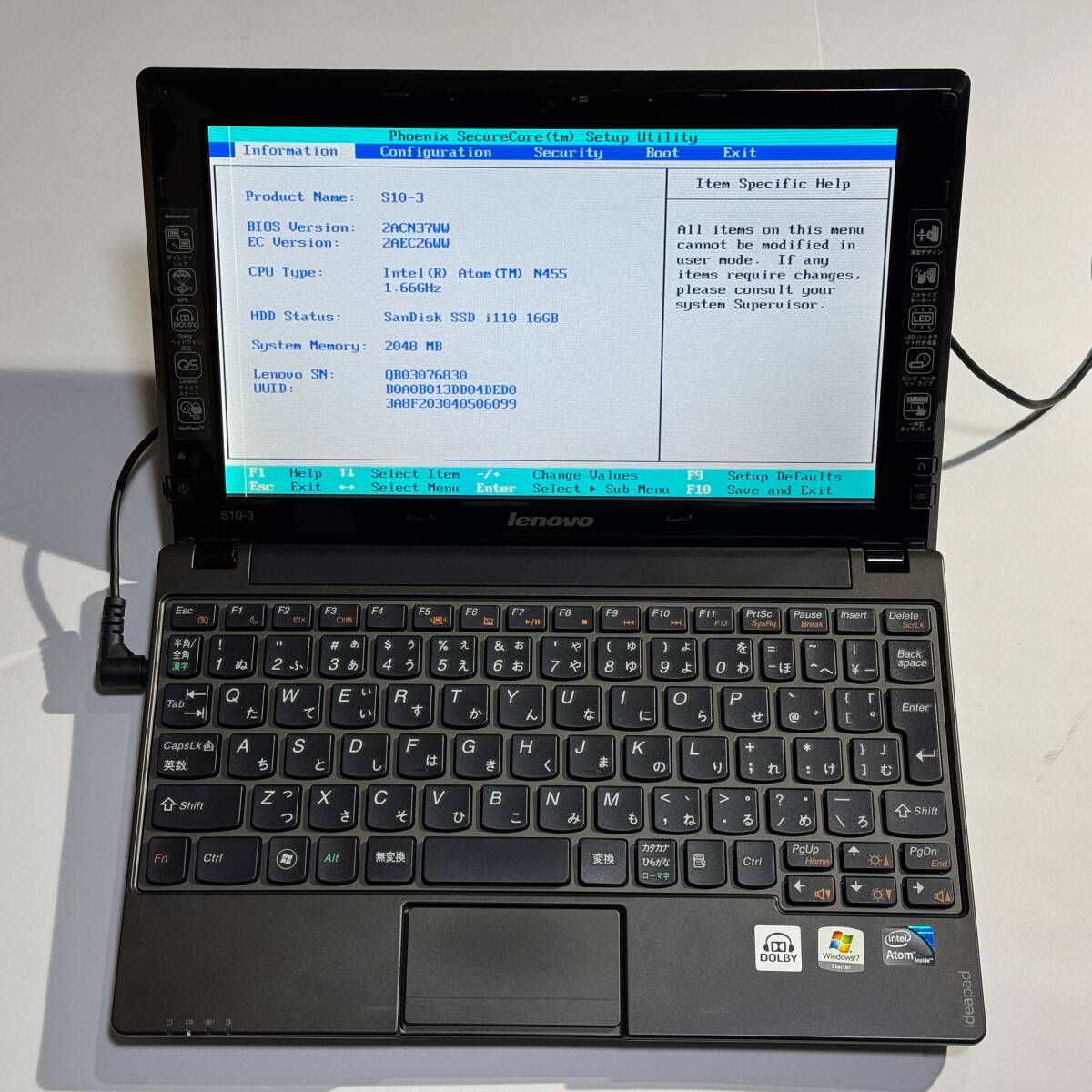 Lenovo IdeaPad S10-3 Windows XP Home拍卖