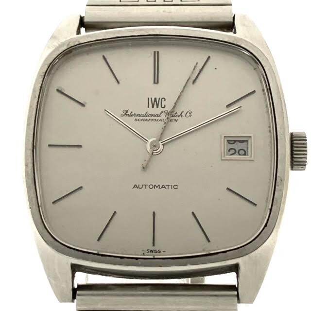 仙68【稼働/訳有】IWC SCHAFFHAUSEN 腕時計 自動巻 デイト スクエア インターナショナル シャフハンゼン AT メンズ シルバー文字盤拍卖