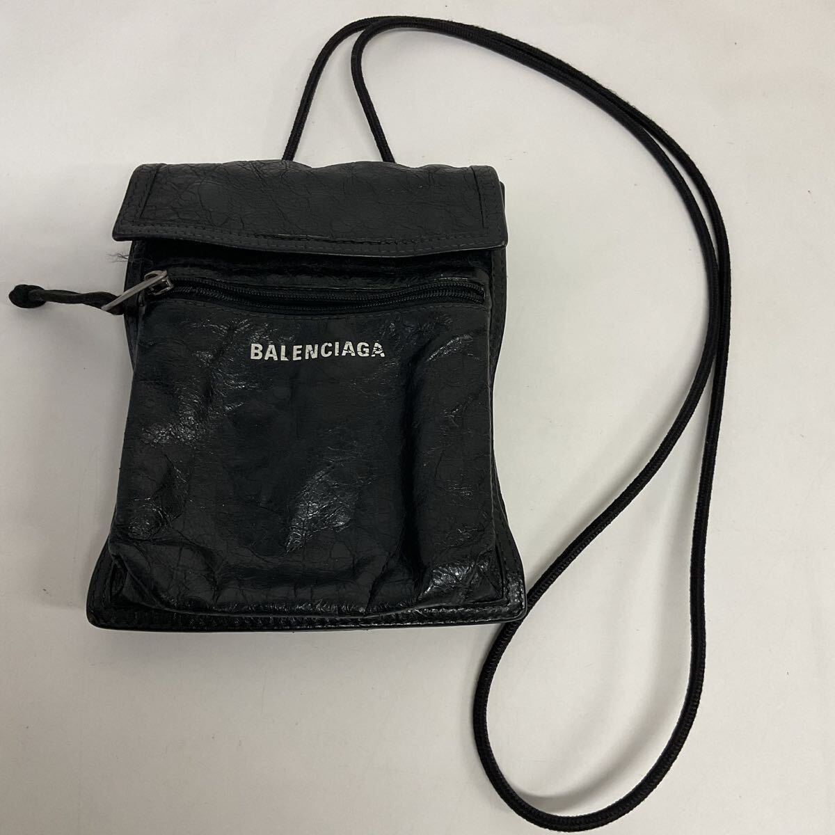 営KZ884-60◆ BALENCIAGA バレンシアガ エクスプローラー ブラック レザーミニショルダーバッグ 532298-1000 Y528147 拍卖