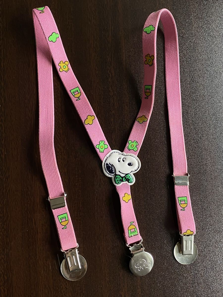美品 レトロ スヌーピー SNOOPY サスペンダー ピンク ウッドストック キッズ 子供 PEANUTS グッズ 子供用 ベビー 小物拍卖