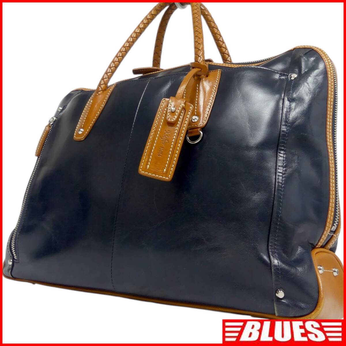 即決★Kiefer neu★ ビジネスバッグ キーファーノイ 2WAY メンズ 紺 ネイビー オールレザー 革 ブリーフケース ショルダーバッグ 通勤 出張拍卖