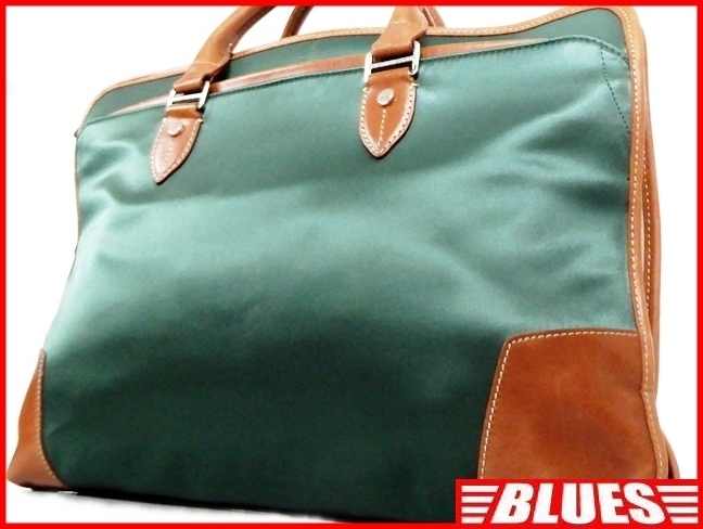 即決★NOLLEY'S★レザーコンビビジネスバッグ ノーリーズ メンズ 緑 グリーン 本革 かばん 本皮 カバン 通勤 出張 書類鞄拍卖