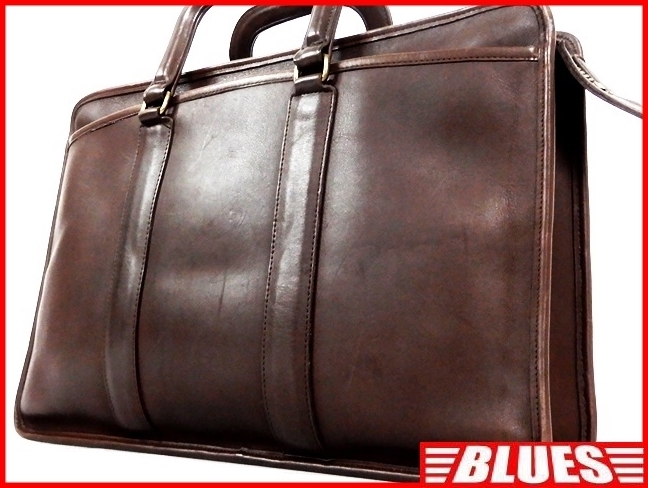 即決★米国製 COACH★オールレザービジネスバッグ オールドコーチ メンズ 茶 ブラウン 本革 かばん 本皮 出張カバン 通勤 鞄拍卖