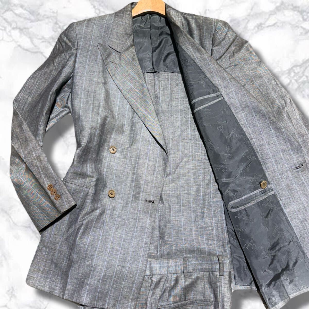 超VIP限定!!!弩級の化物オーラ!!!【ブリオーニ Brioni】スーツ 最高峰の肌触り!!! Lサイズ ダブル◎ 神々しい輝き!!! グレー拍卖