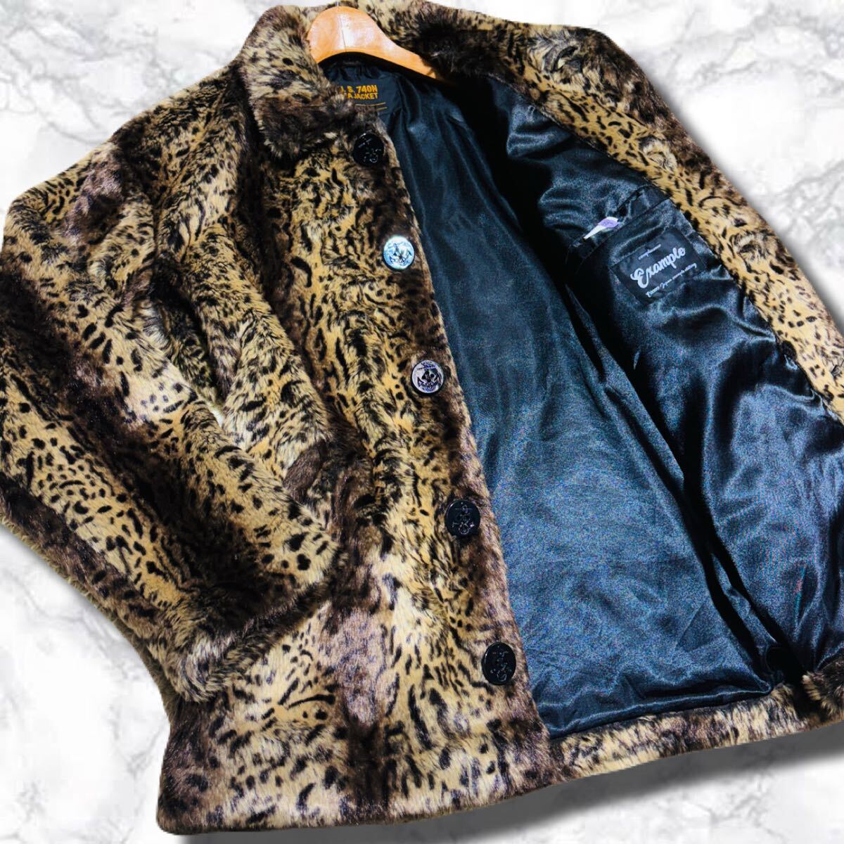 未使用級XLサイズ!!!弩級のオーラ!!!【Schott×EXAMPLE ショット×イグサンプル】ファーコート 最高峰の肌触り!!! 神々しい輝き レオパード拍卖