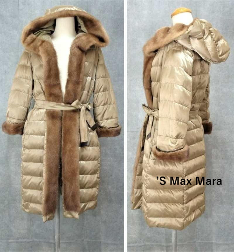 【’S Max Mara|エス マックスマーラ】THE CUBU Reversible Down Coat ミンクファー ダウンコート 4WAY シャンパンゴールド 36 S拍卖