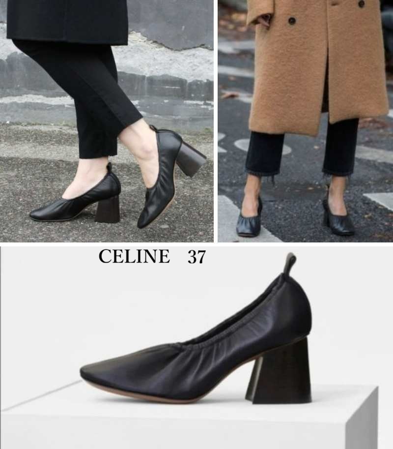 極美品【CELINE |セリーヌ】定価9万7千 soft Ballerina pumps ソフトバレリーナ パンプス チャンキーヒール ラムスキン 37 pump Ballerina 拍卖