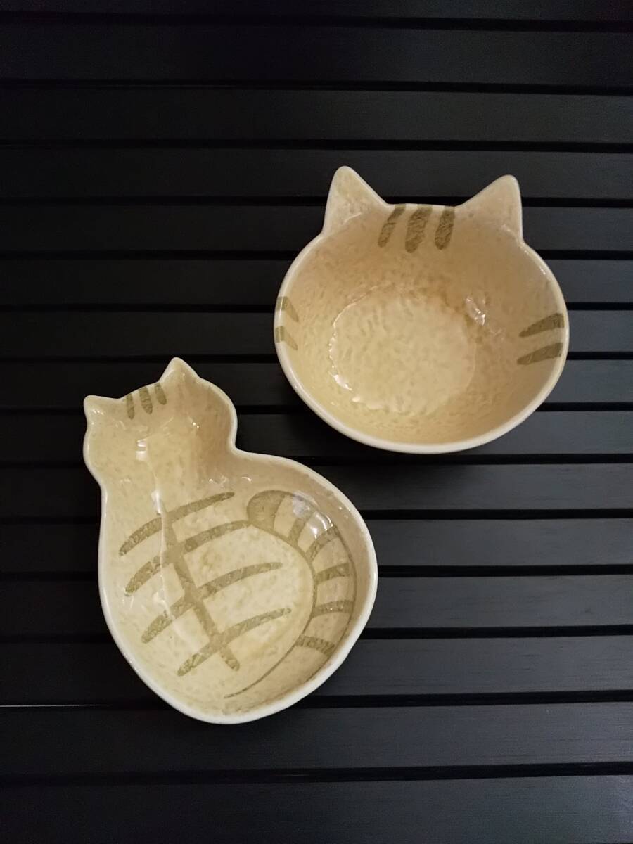 01 現品のみ 食器 小鉢 キッチン インテリア ダイカット おうちねこ 猫 CAT プレート ミニボウル 2種 セット拍卖