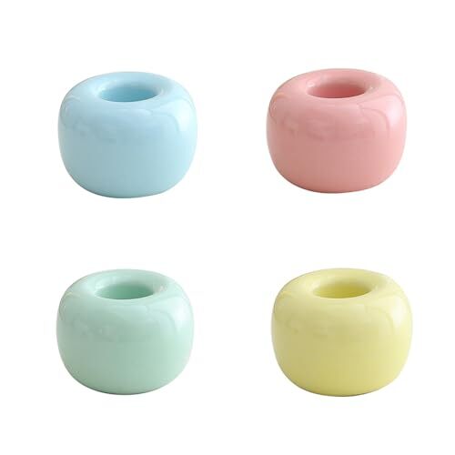 MOMI 歯ブラシスタンド 丸型 4色セット 歯ブラシホルダー 歯ブラシ立て ミニ浴室用収納オーガナイザー用ハンドメイド スタンド拍卖