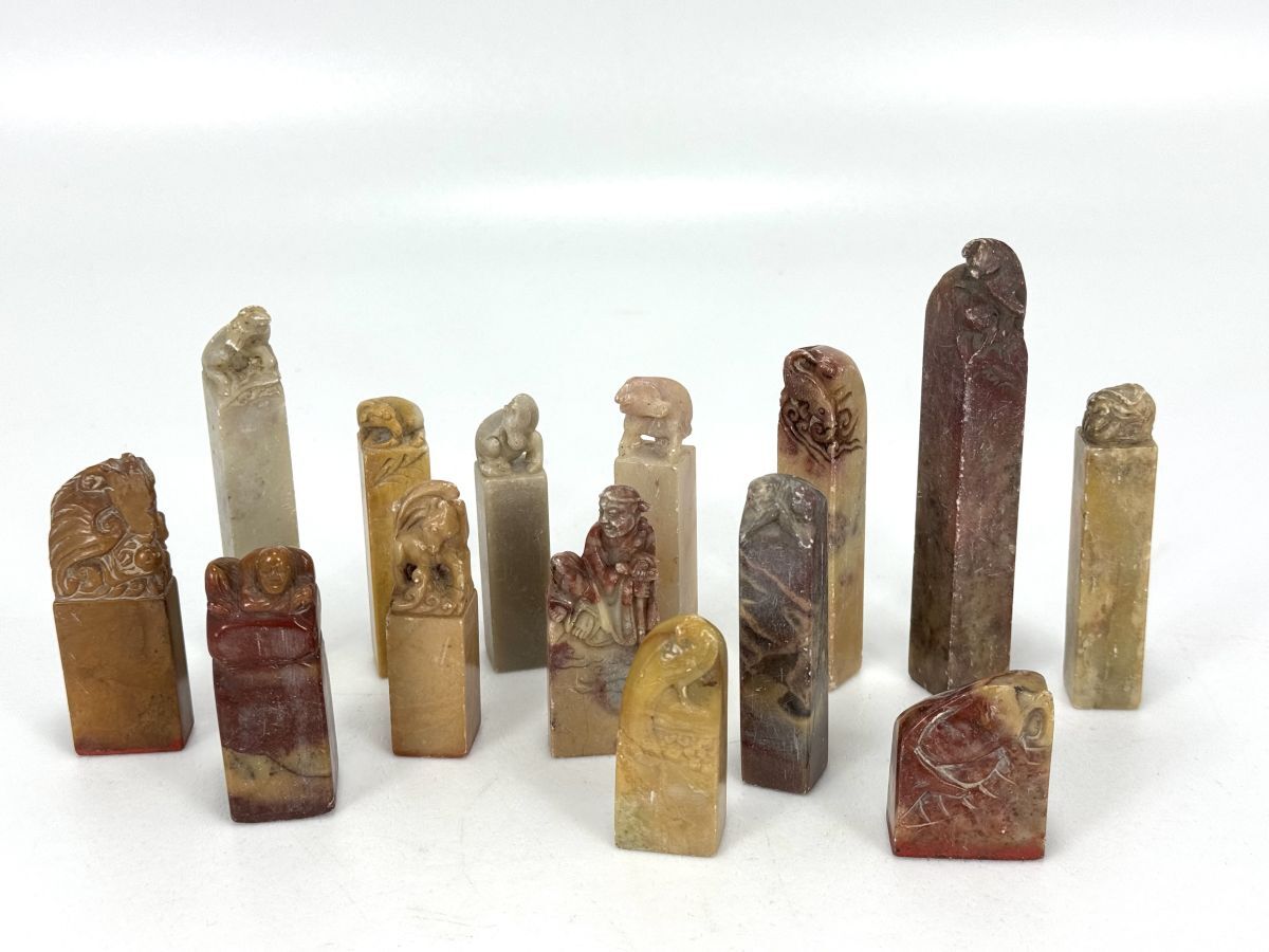 ☆ 386【印材 14点】 印章 中国 硯 筆 墨 文房四宝 書道具拍卖