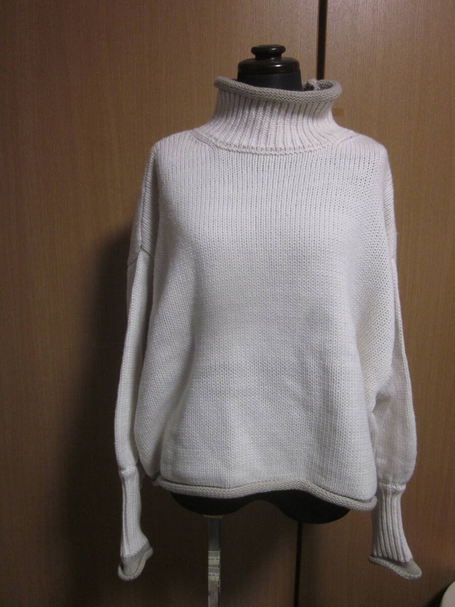 新品☆配色白ニット☆大人カジュアル☆サイズL拍卖