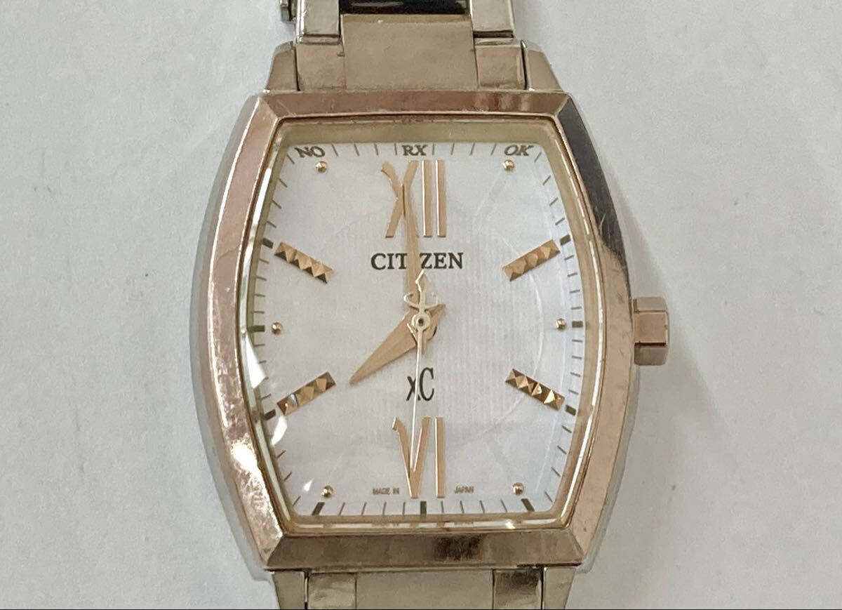 H2 稼働品 シチズン クロスシー CITIZEN XC レディース腕時計 ソーラー H030-T016022 白文字盤 ゴールド シルバー ヴィンテージ拍卖