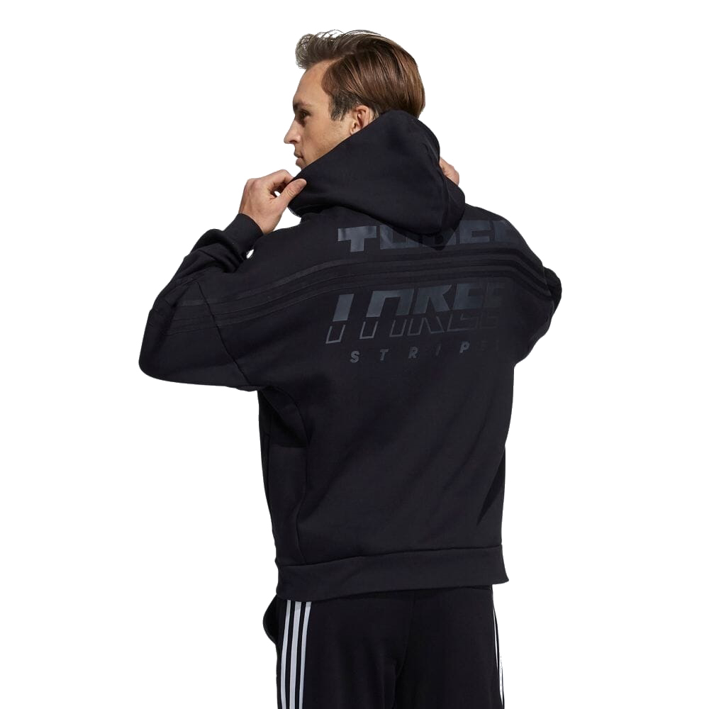■アディダス ワインディング フルジップ フーディー ブラック 新品 Oサイズ adidas WINDING FULL ZIP HOODIE 起毛 パーカー GT6355拍卖
