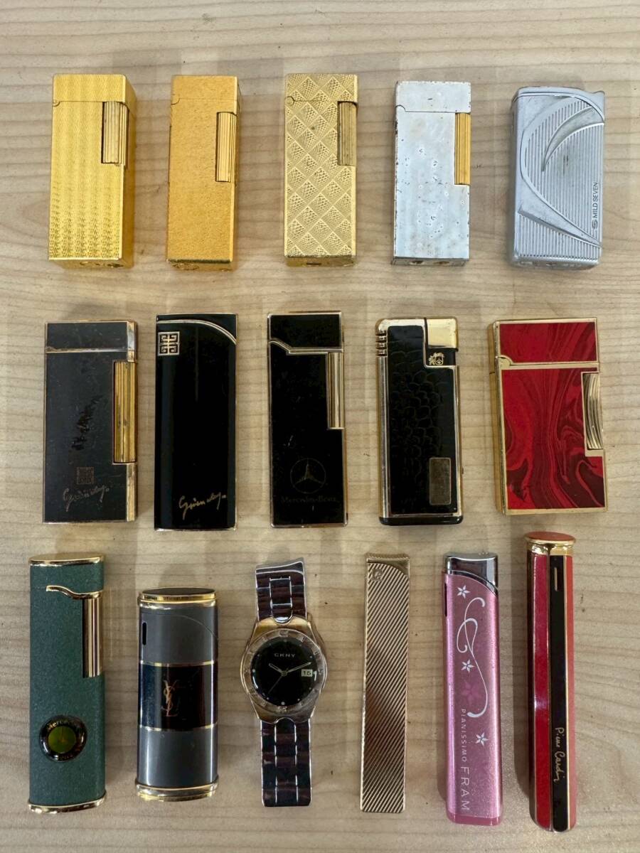 1円~ 【16点まとめ】Maruman マルマン crown Kaiser YSL サンローラン GIVENCHY ジバンシー など ガスライター 喫煙具 大量 着火未確認拍卖