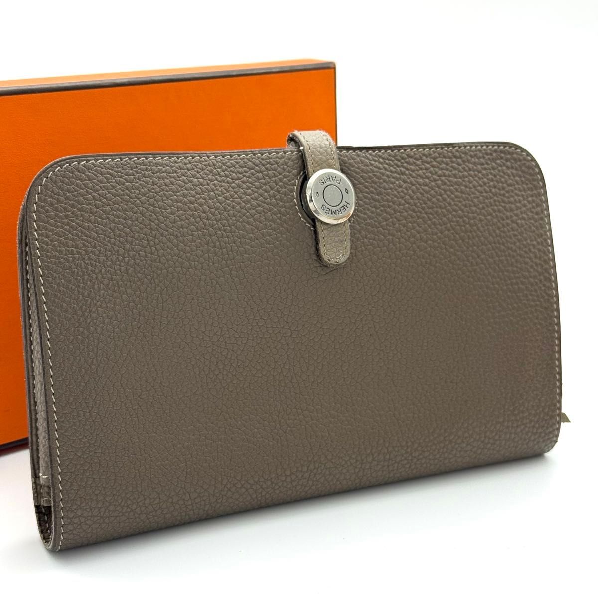 【最高級美品】エルメス ドゴンGM シルバー金具 デュオ 長財布 HERMES メンズ レディース 2つ折り財布 長財布拍卖