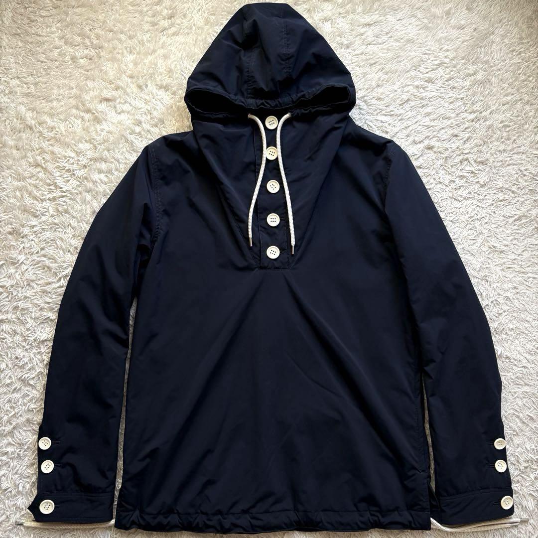 AKM ★極希少 XLサイズ★ アノラック フーデット ナイロン パーカー ハーフボタン ゴルフ エイケイエム サイドジッパー 日本製 紺 ネイビー拍卖