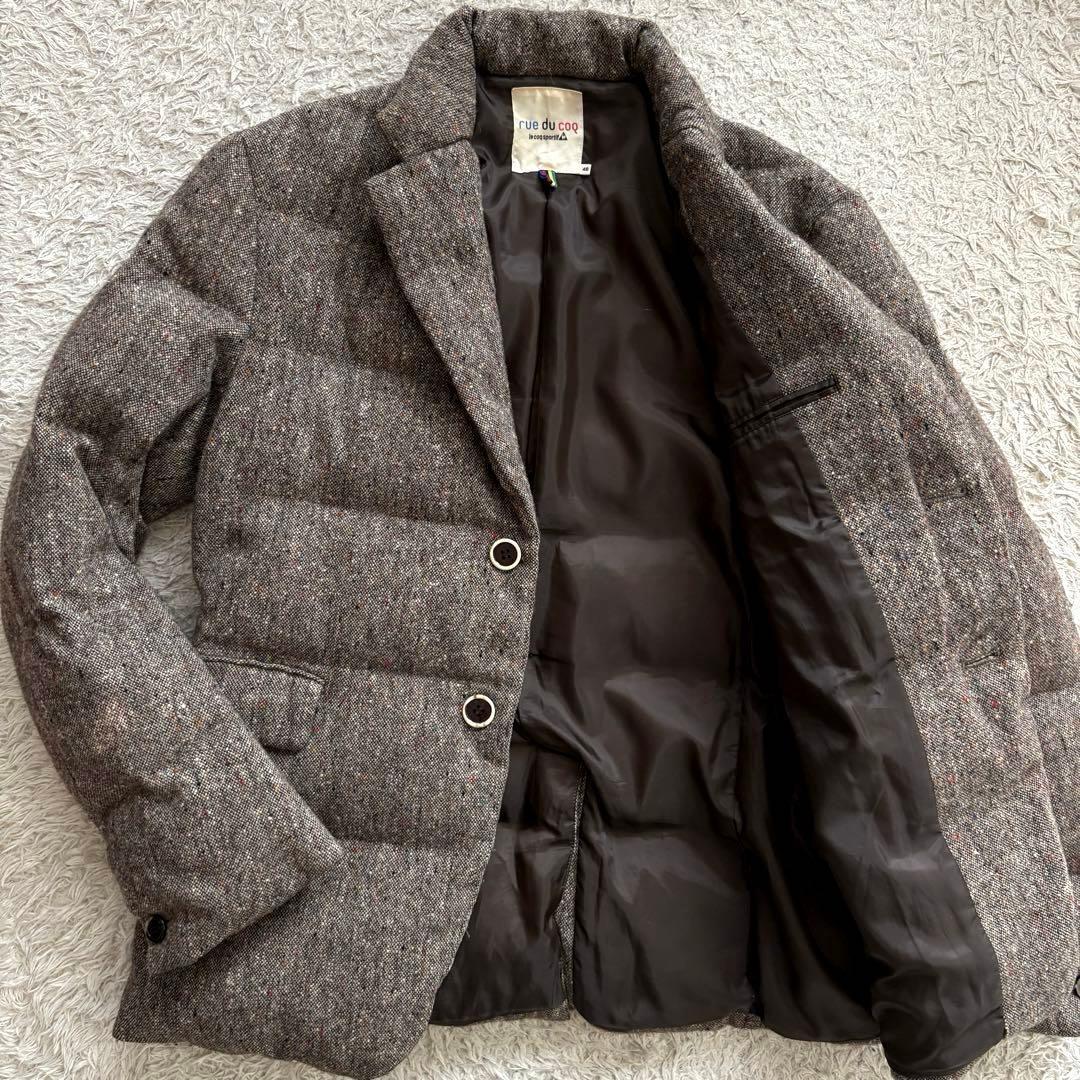 ★ダウン Lサイズ★ テーラードジャケット ネップ le coq sportif ルコック スポルティフ ダウンジャケット rue du coq ツイード 日本製 48拍卖