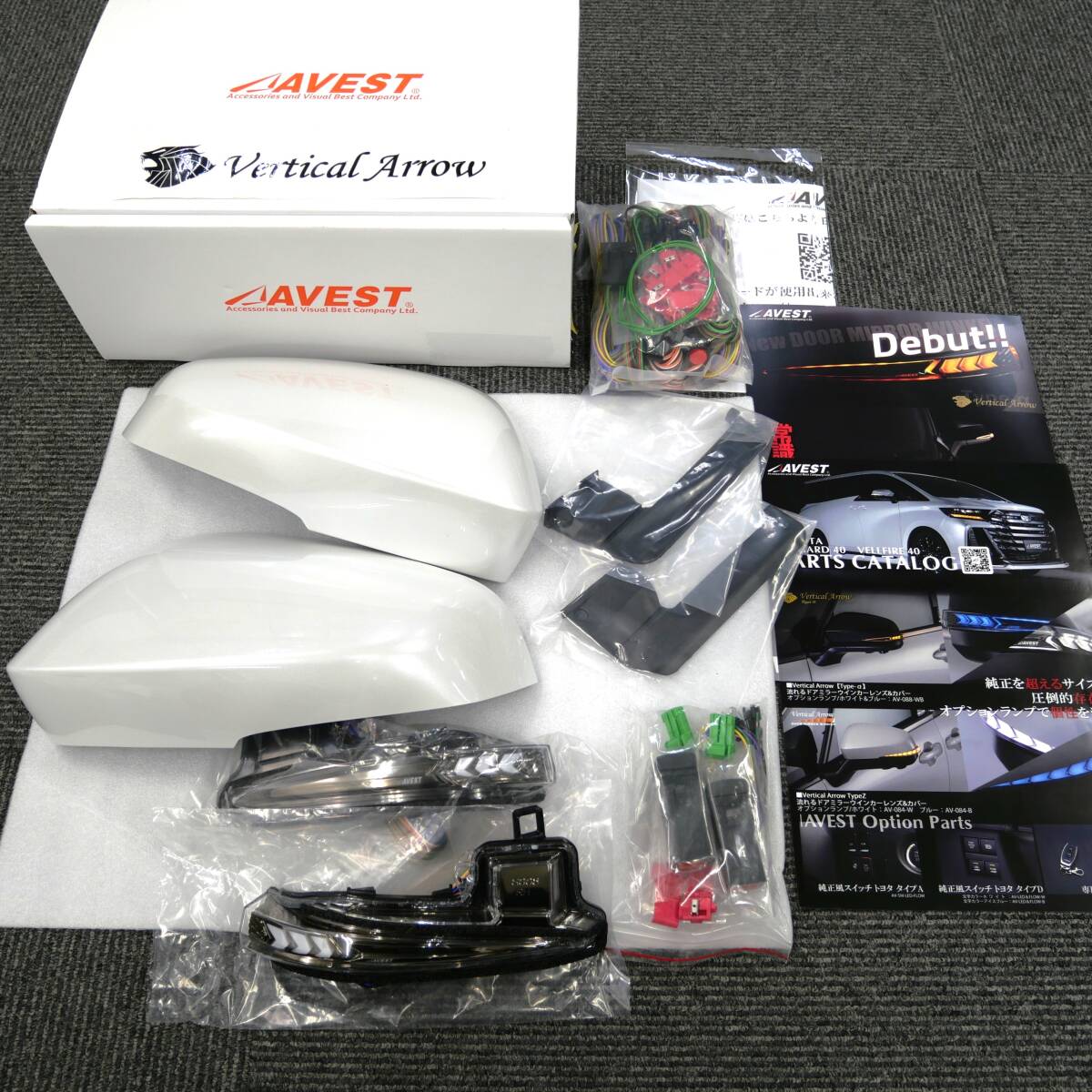 純正風スイッチ付 40ALPHARD アルファード40系 LEDドアミラー 流れる大型ウィンカー付カバー ターンランプ 089 青&白ポジ アベスト NEW拍卖