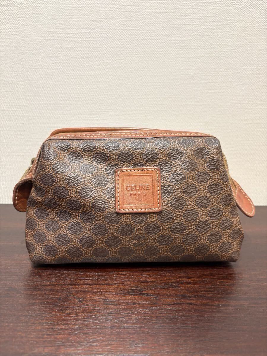セリーヌ CELINE ポーチ マカダム柄 ブラウン拍卖