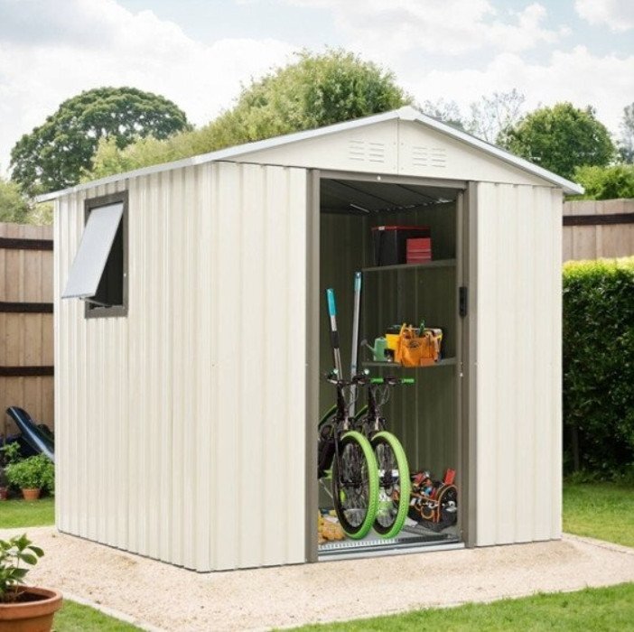 迅速配送・物置 屋外 スチール 倉庫 床材補強フレーム付き 戸外収納庫 おしゃれ 大型防さび ベランダ 防水 ドア スチール物置 ガーデニング拍卖